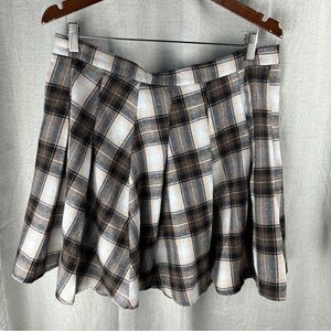 Schoolgirl Pleated Brown Plaid Mini Skirt 1X Soft Grunge Whimsigoth Good Girl